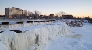 Ottawa featuring a bridge, snow and a cascade