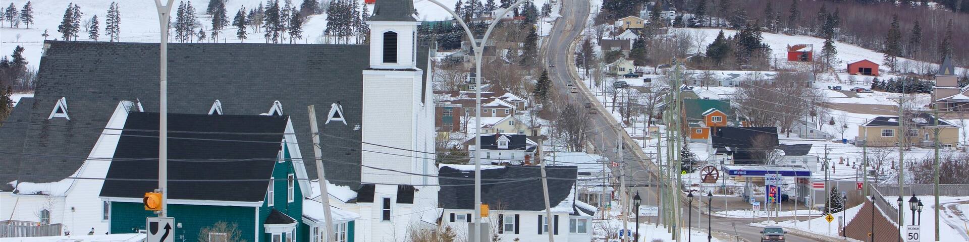 Prince Edward Island mit einem Schnee und Kleinstadt oder Dorf