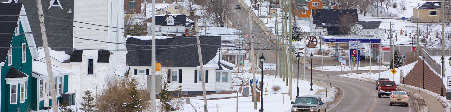 Prince Edward Island featuring a small town or village and snow