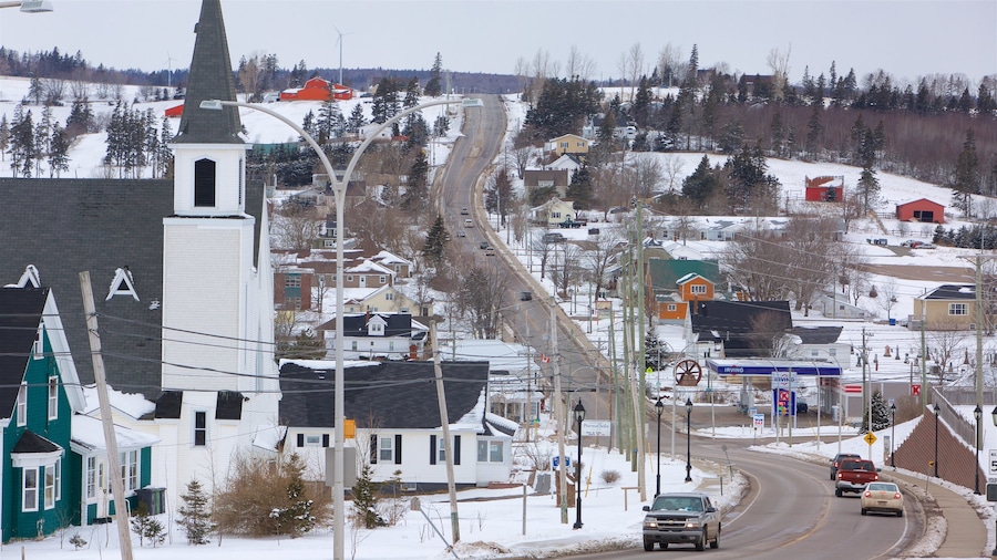 Prince Edward Island featuring a small town or village and snow