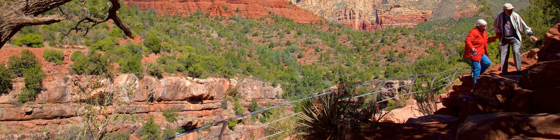 Oak Creek Canyon which includes a gorge or canyon and tranquil scenes as well as a couple
