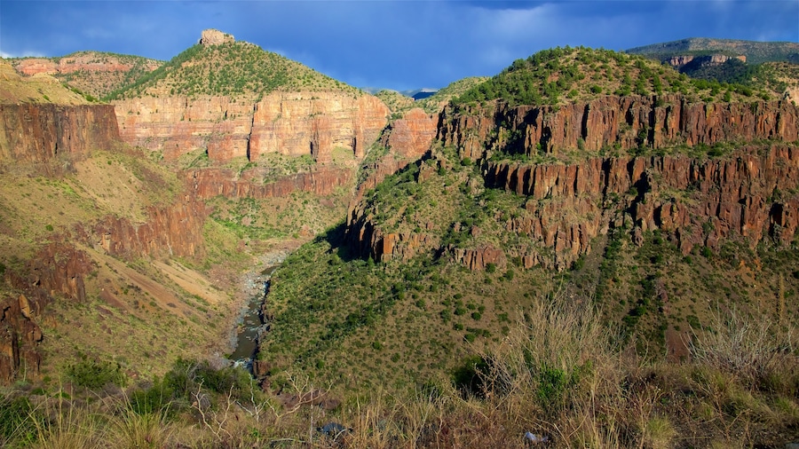 Região central de Arizona mostrando montanhas, um desfiladeiro ou canyon e paisagem