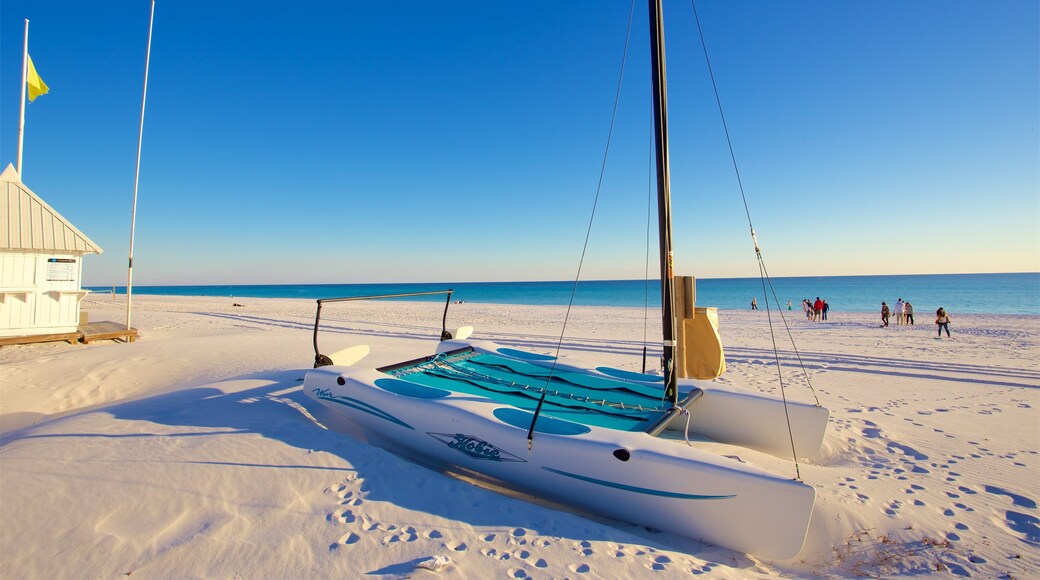 Florida Panhandle featuring a bay or harbor, sailing and a beach