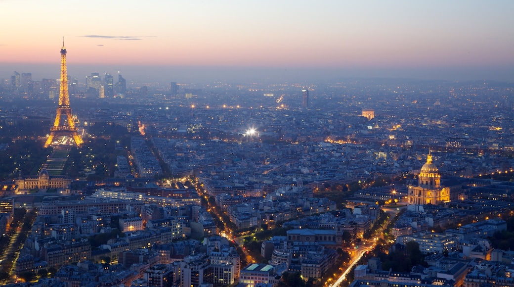 Ile-de-France featuring a sunset and a city