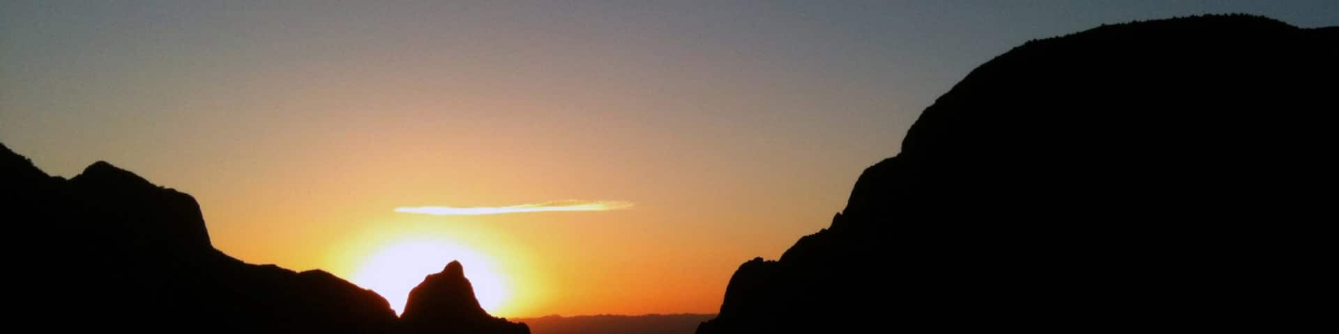 Big Bend National Park featuring a sunset and mountains