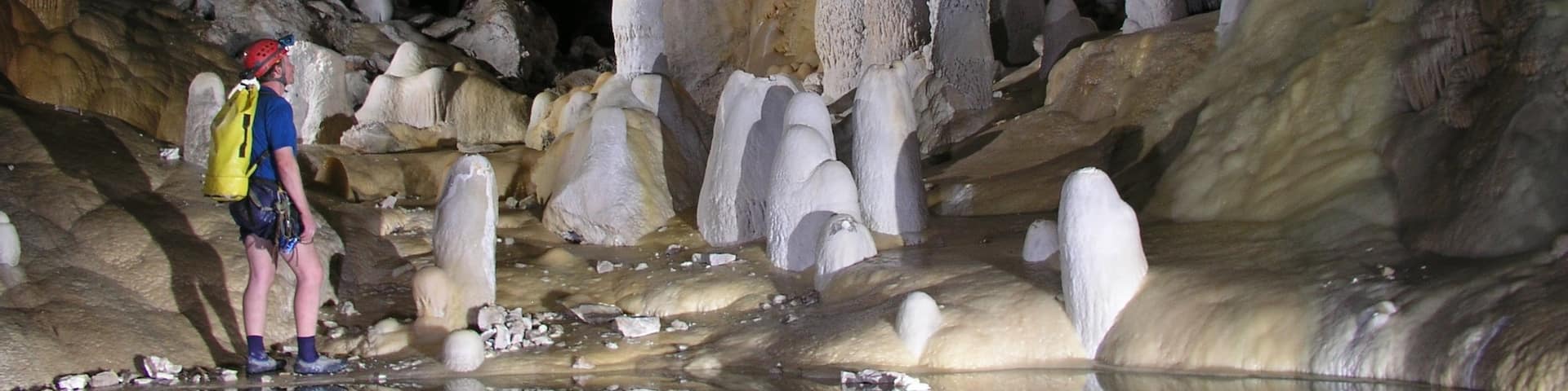 Carlsbad Caverns National Park featuring caves as well as an individual male