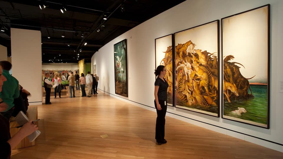 Crystal Bridges Museum of American Art, Bentonville, Arkansas, États-Unis d\'Amérique montrant art et vues intérieures aussi bien que femme