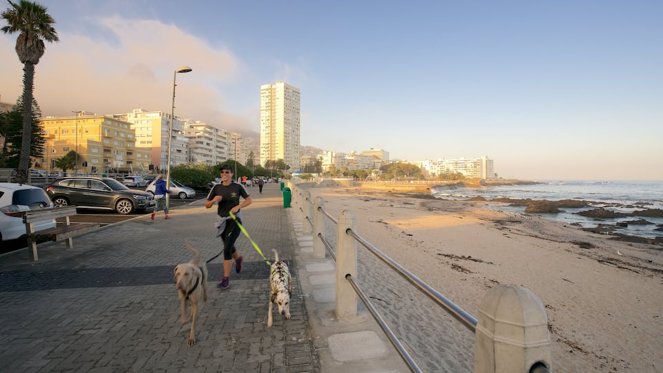 Sea Point mostrando una playa, vista general a la costa y caminatas