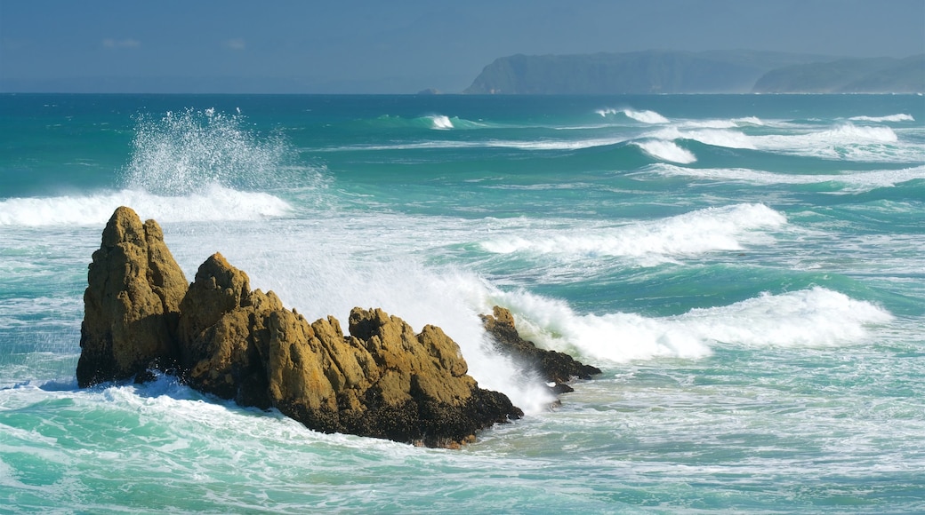 Riserva naturale e marina di Goukamma che include costa rocciosa, onde e vista della costa