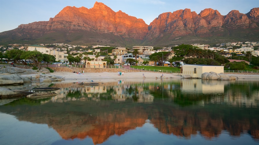 Camps Bay Beach showing a coastal town and a sandy beach