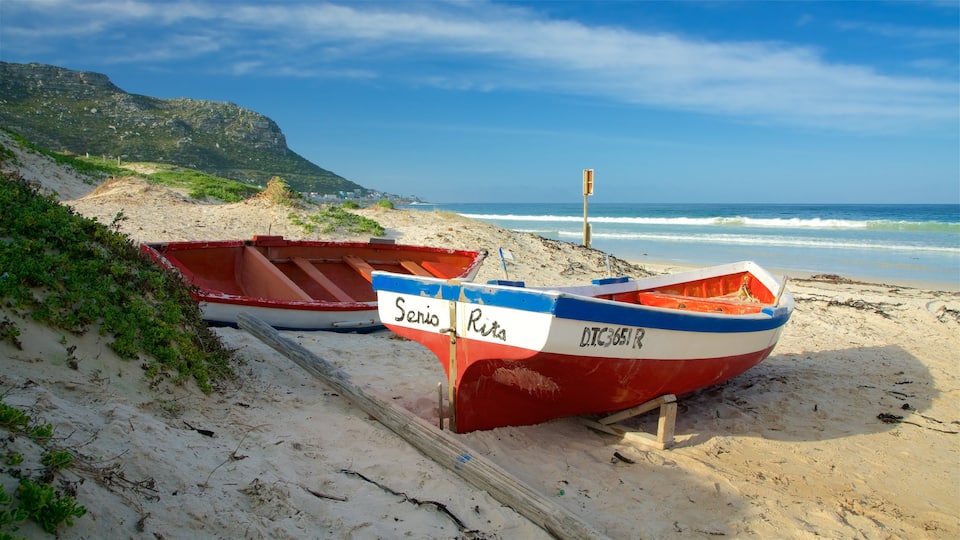 Playa de Fish Hoek ofreciendo una playa de arena y piragüismo