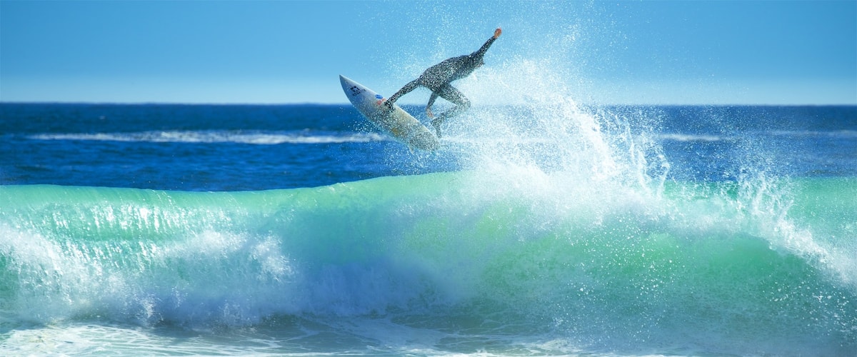 Llandudno Beach which includes waves and surfing
