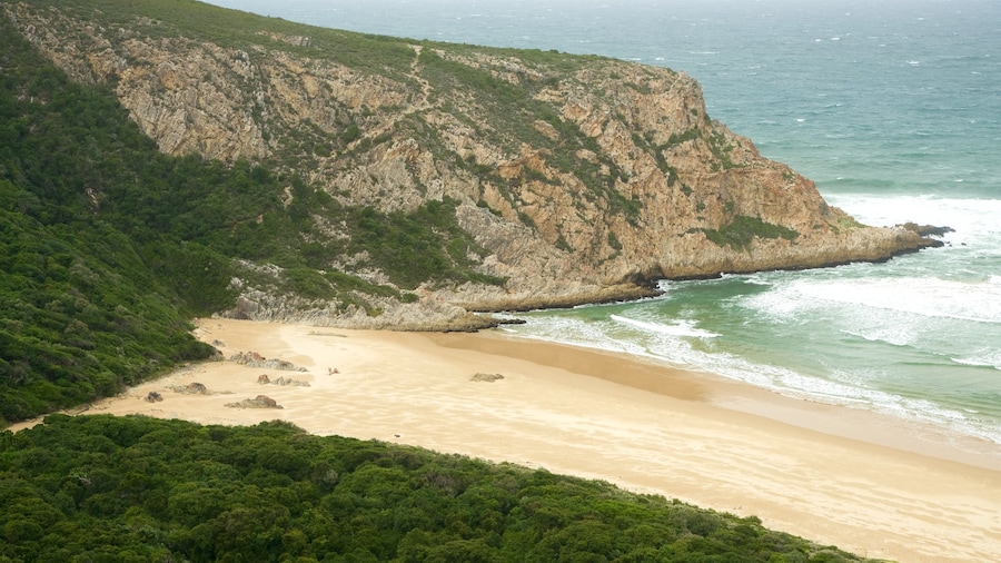 Natures Valley Beach which includes general coastal views, landscape views and rocky coastline