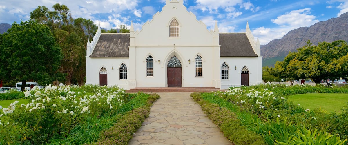 Franschhoek featuring flowers, a church or cathedral and heritage architecture