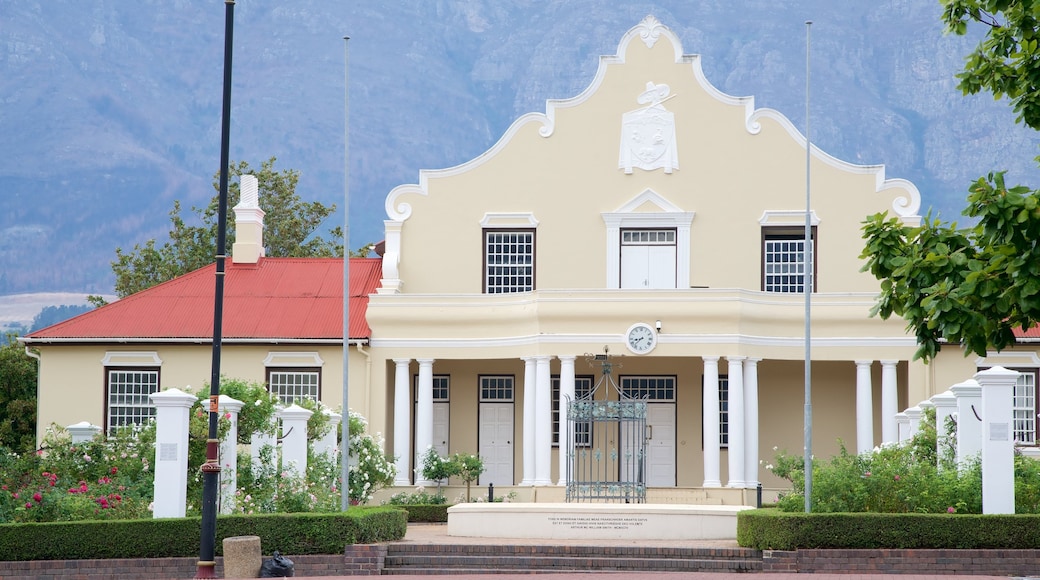 Franschhoek which includes heritage architecture and an administrative building