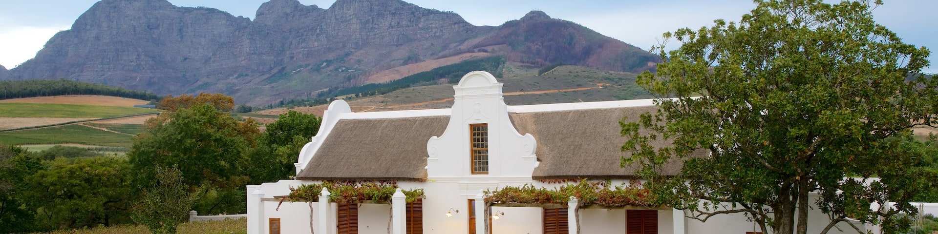 Babylonstoren which includes mountains, a small town or village and landscape views