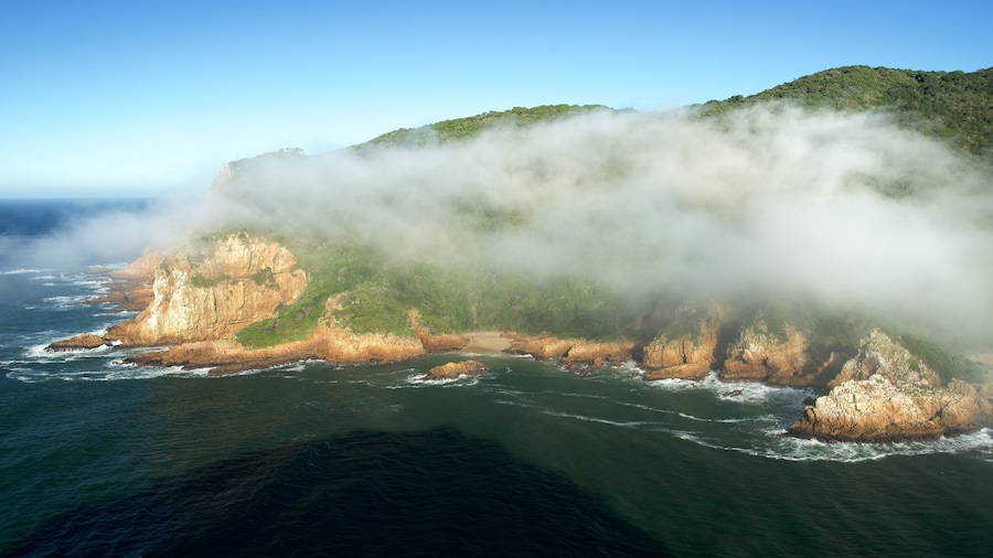 Knysna mettant en vedette cĂŽte rocheuse, brume ou brouillard et panoramas