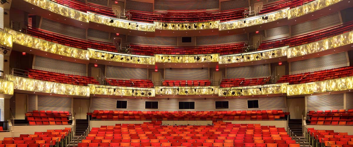 Kauffman Center for the Performing Arts showing interior views and theater scenes
