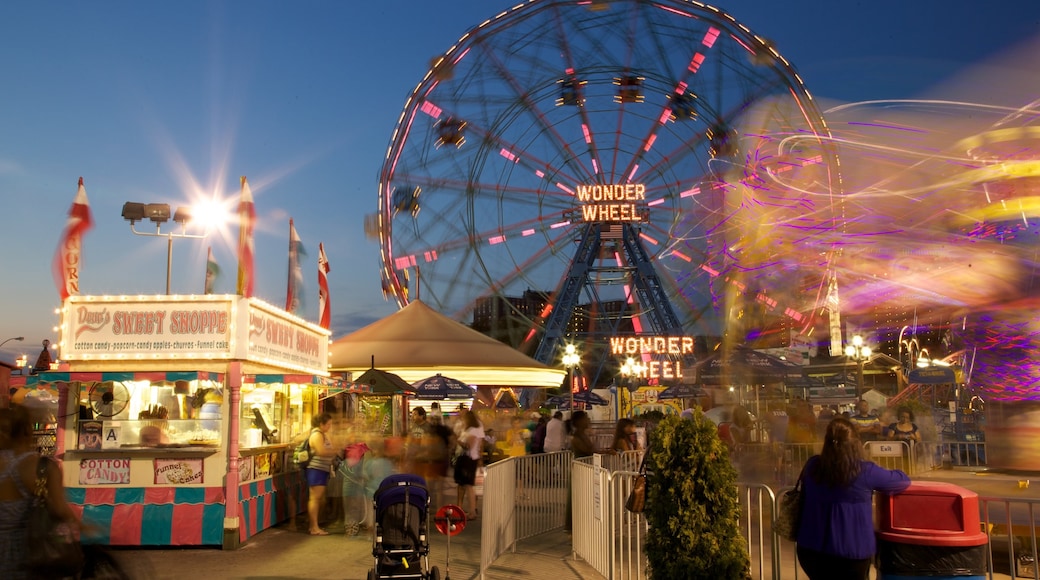 Brooklyn showing night scenes and rides