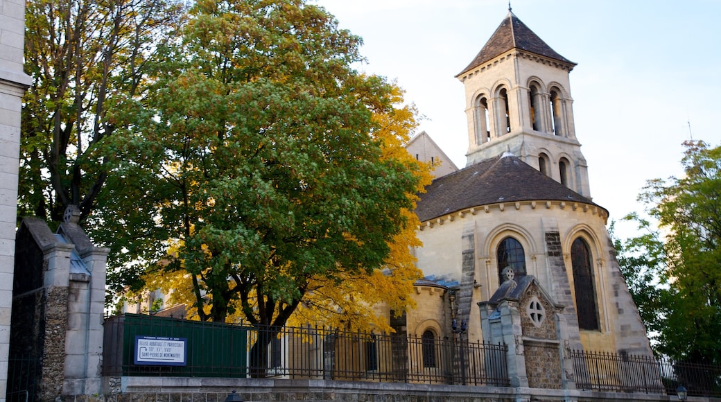 Montmartre som visar en kyrka eller katedral