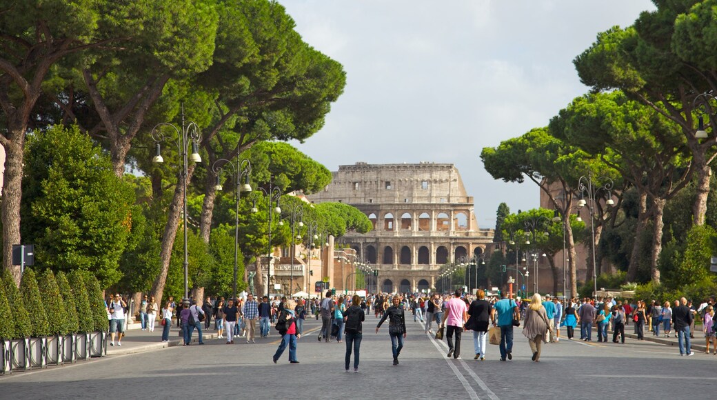 Colosseum presenterar ruiner, historisk arkitektur och ett monument