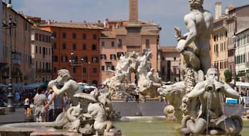 Piazza Navona fasiliteter samt statue eller skulptur, fjell og kunst