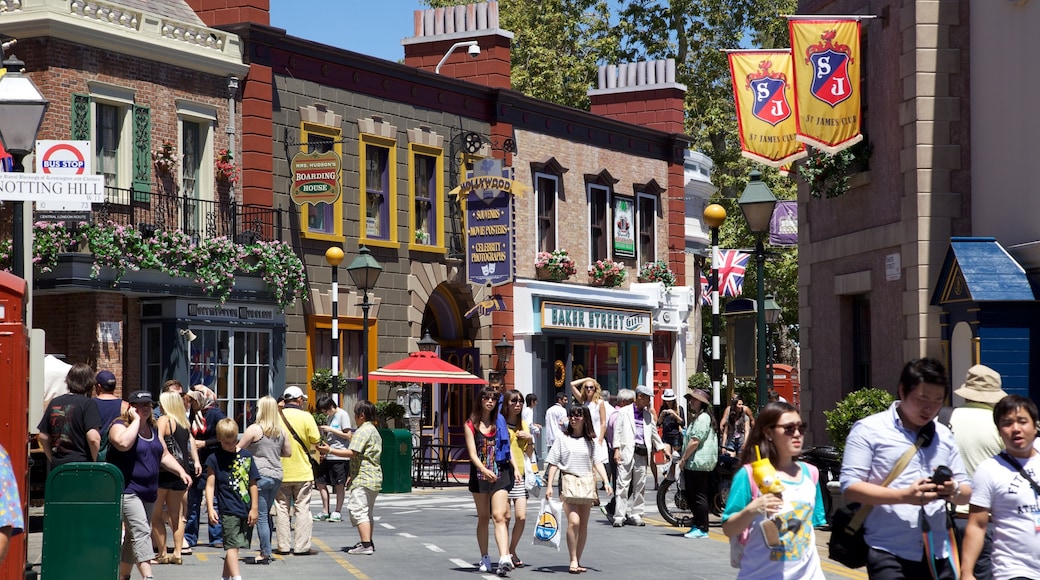 Universal Studios which includes street scenes and a city as well as a large group of people