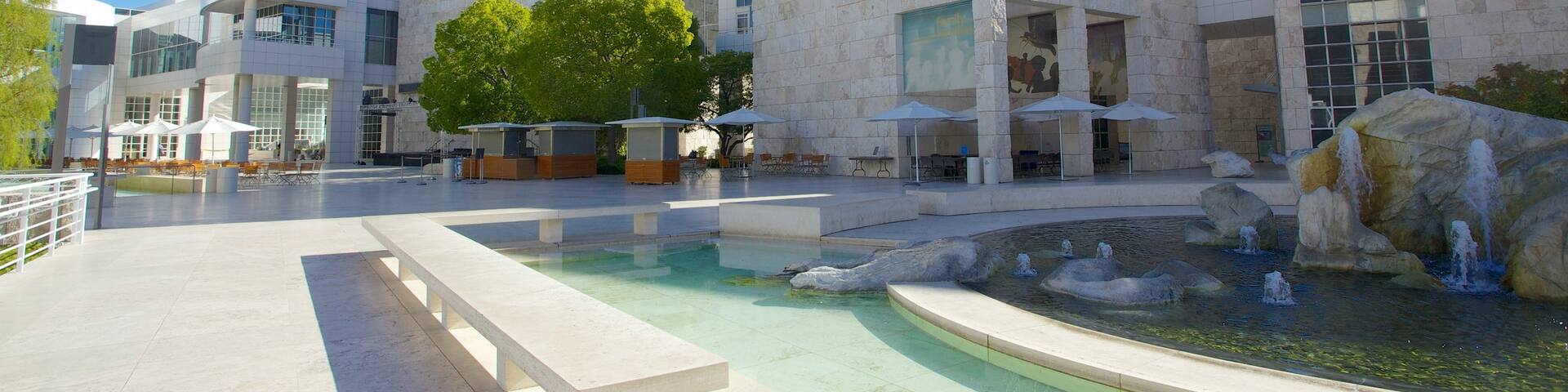 Getty Center which includes a city and a fountain