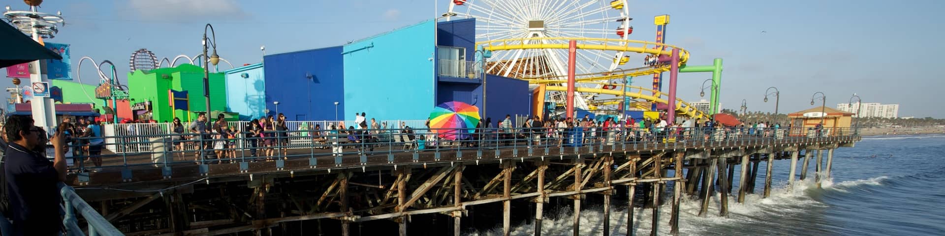 Santa Monica Pier featuring rides