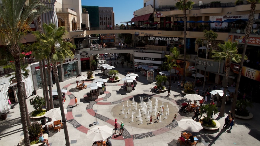 Hollywood Walk of Fame which includes a fountain and a city