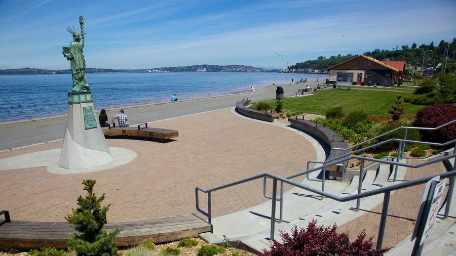 Seattle qui includes panoramas, ville côtière et square ou place