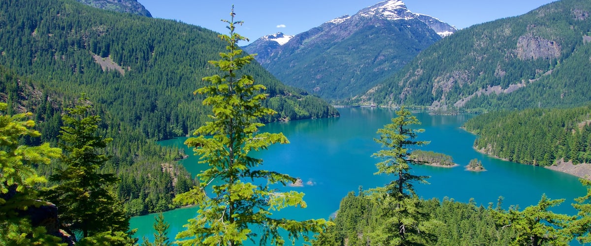 North Cascades National Park showing tranquil scenes, mountains and a lake or waterhole