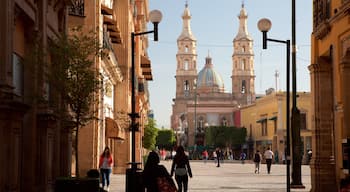 Katedralen i León presenterar ett torg, historisk arkitektur och en kyrka eller katedral