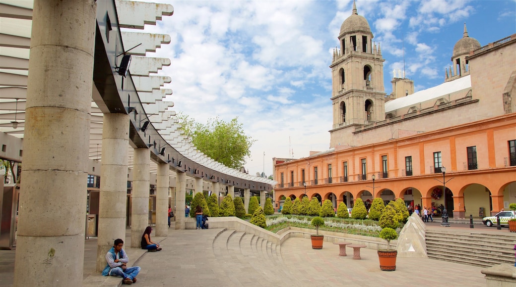 Toluca caracterizando arquitetura de patrimônio, uma igreja ou catedral e uma praça ou plaza