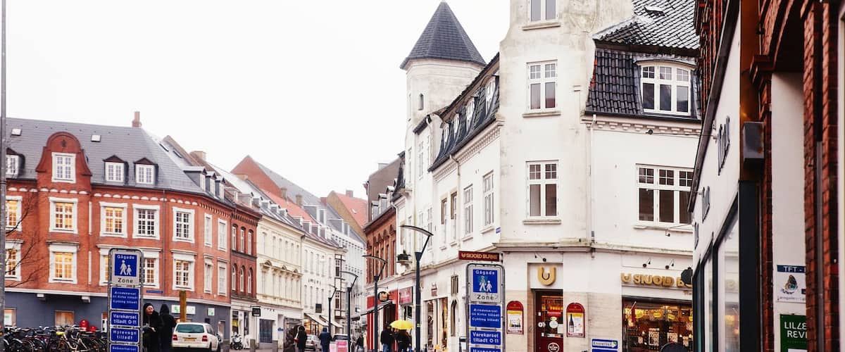 Slagelse which includes a square or plaza