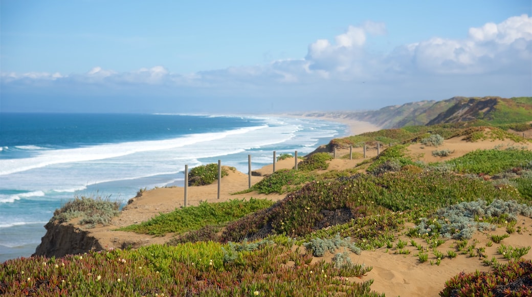 Parque estatal de Fort Ord Dunes que incluye vista panorámica, una playa de arena y una bahía o un puerto