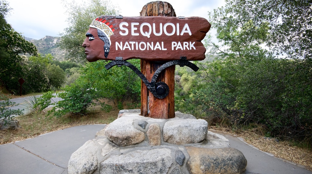 Sequoia National Park presenterar skyltar