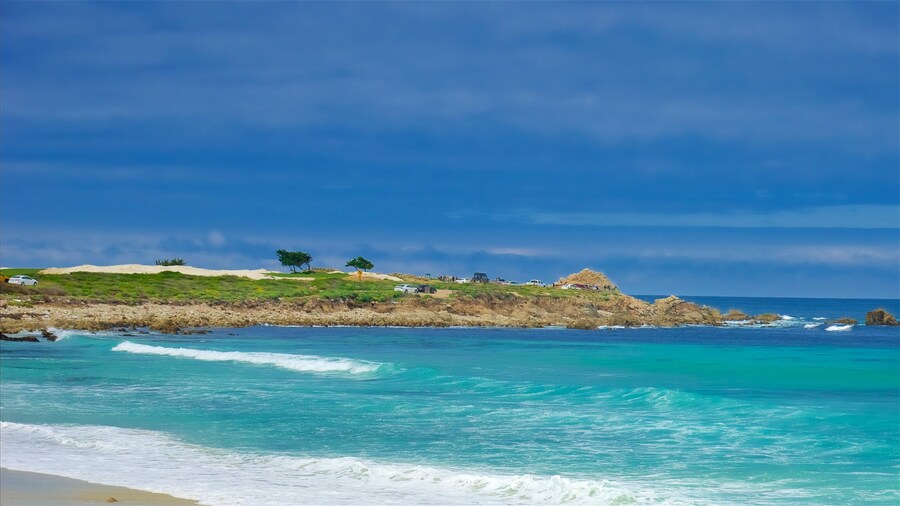 17-Mile Drive som visar en sandstrand och klippig kustlinje