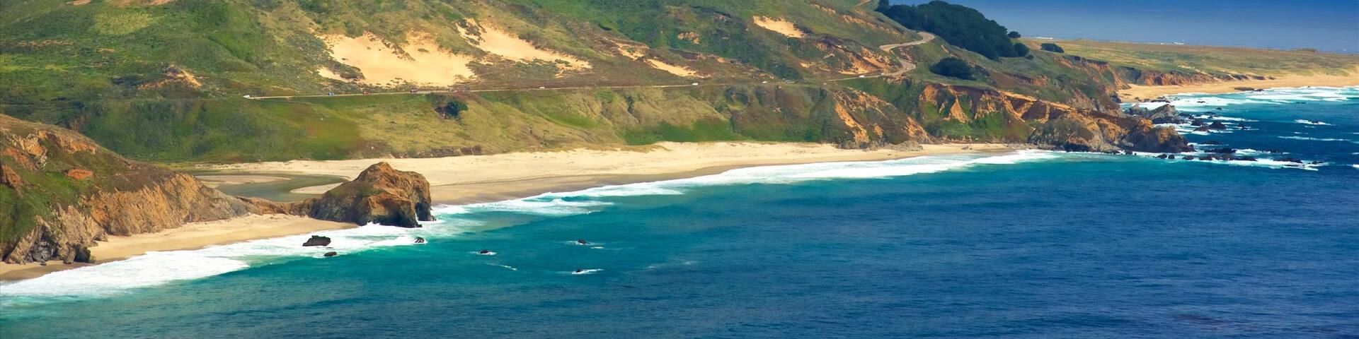Point Sur Lighthouse featuring general coastal views, mountains and landscape views