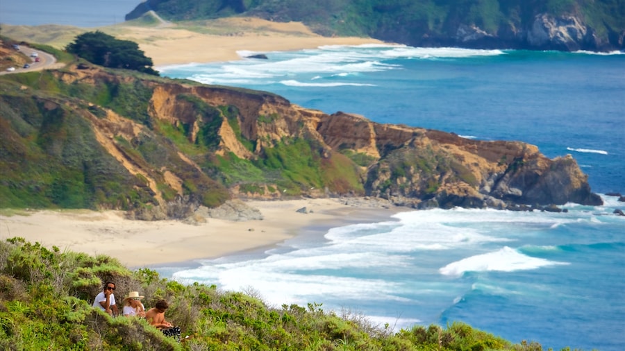 Point Sur Lighthouse featuring mountains, landscape views and general coastal views
