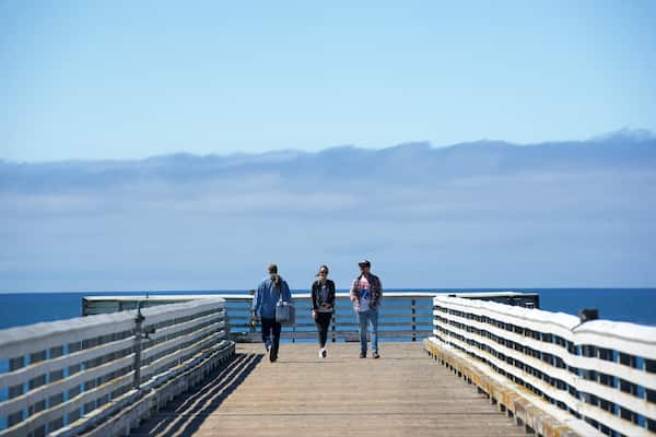San Simeon Pier as well as a small group of people