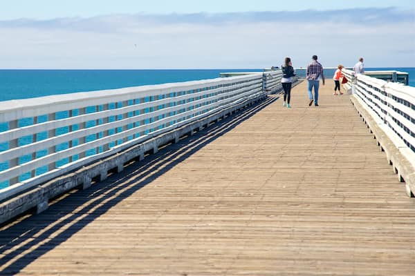San Simeon Pier as well as a small group of people