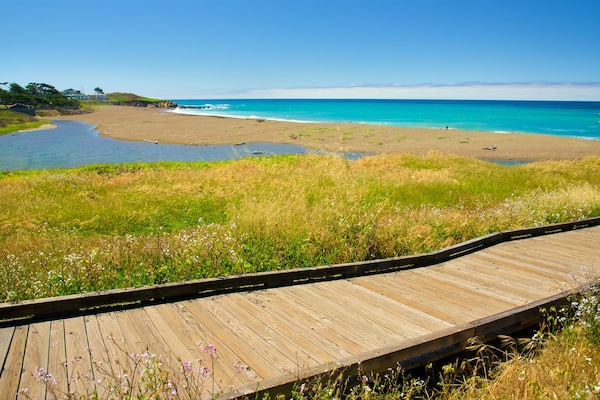 Moonstone Beach Park which includes a beach and a park