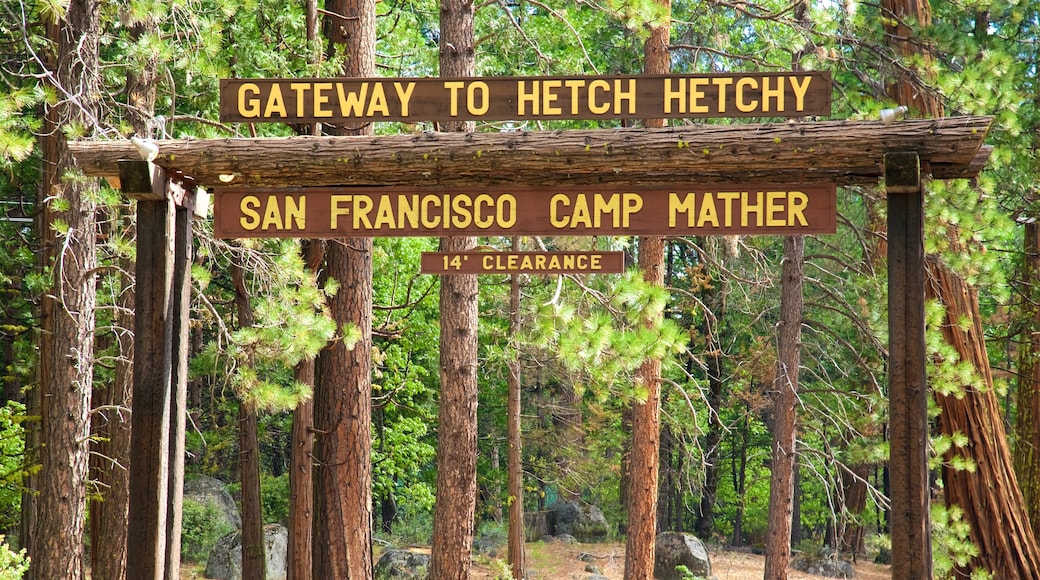 Hetch Hetchy Reservoir showing signage