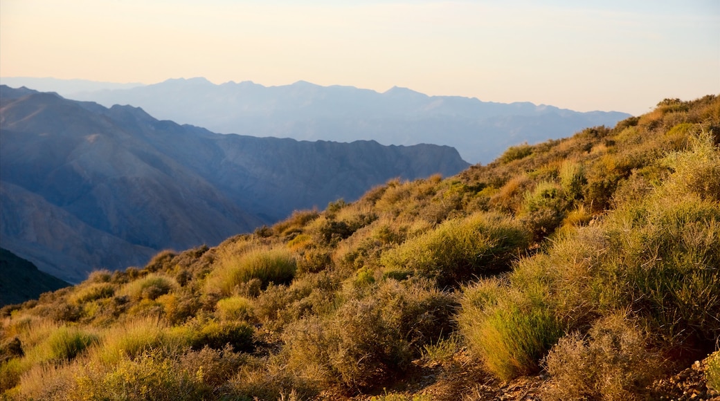 Death Valley which includes tranquil scenes, a sunset and landscape views