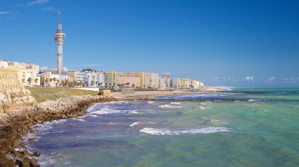 Cádiz Provinz welches beinhaltet allgemeine Küstenansicht und schroffe Küste