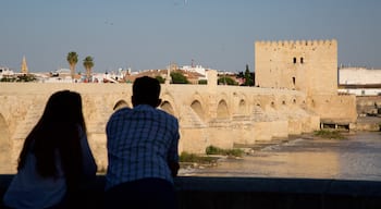 Torre de la Calahorra som inkluderar en bro och en å eller flod såväl som en liten grupp av människor