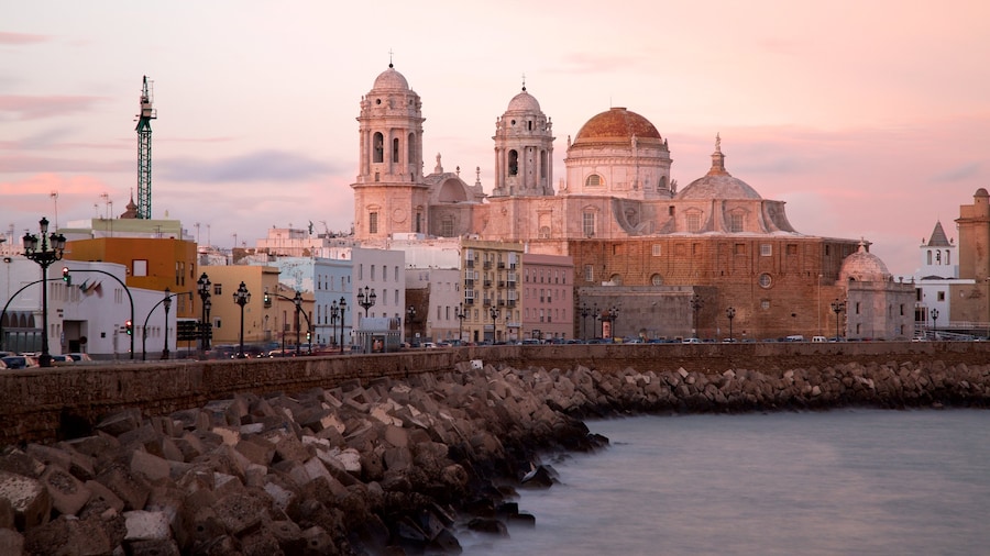 Catedral Nueva que incluye litoral rocoso, vistas de una costa y una ciudad
