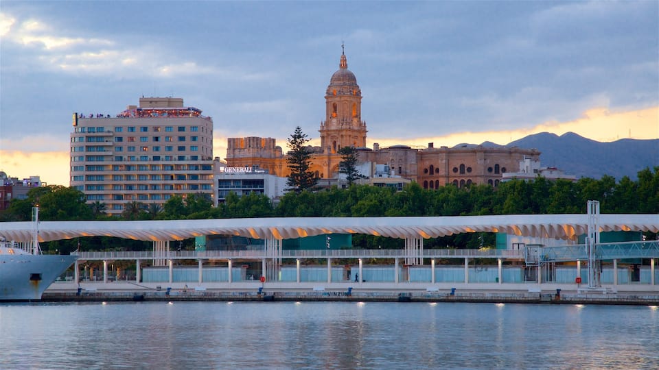 Puerto de Málaga ofreciendo vistas generales de la costa y una ciudad