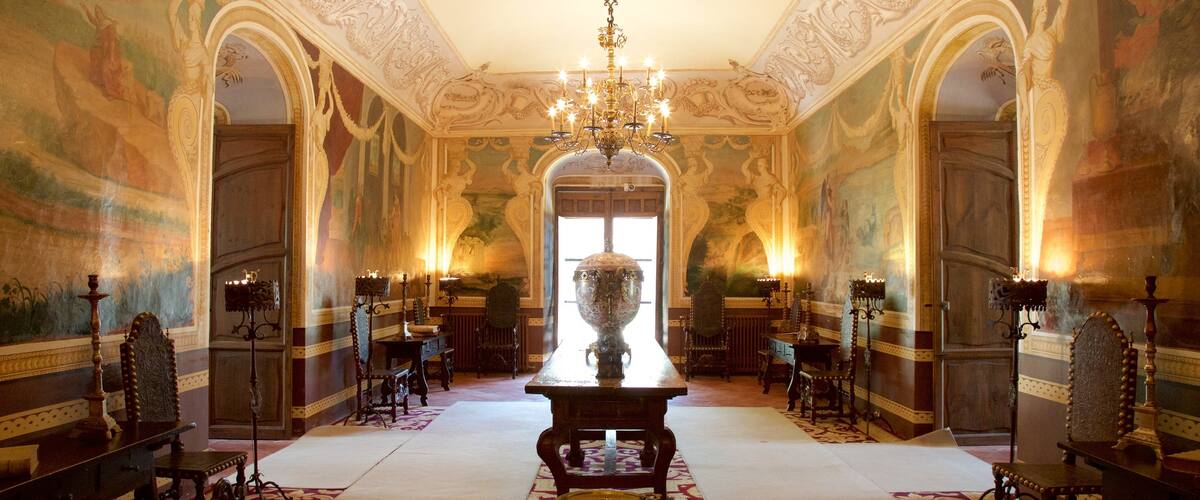 Palacio del Marqués de Viana mostrando arquitectura patrimonial, vistas de interior y elementos patrimoniales